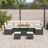 Set Divano da Giardino con cuscino 10 pcs Nero polyrattan
