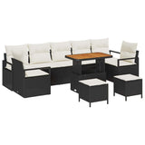 Set Divano da Giardino con cuscino 10 pcs Nero polyrattan