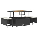 Set Divano da Giardino con cuscino 8 pcs Nero polyrattan