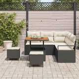 Set Divano da Giardino con cuscino 8 pcs Nero polyrattan
