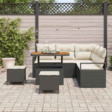 Set Divano da Giardino con cuscino 8 pcs Nero polyrattan