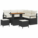 Set Divano da Giardino con cuscino 8 pcs Nero polyrattan