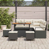 Set Divano da Giardino con cuscino 9 pcs Nero polyrattan