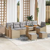Set Divano da Giardino con cuscino 10 pcs Beige polyrattan