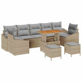 Set Divano da Giardino con cuscino 10 pcs Beige polyrattan