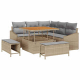 Set Divano da Giardino con cuscino 8 pcs Beige polyrattan
