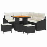 Set Divano da Giardino con cuscino 8 pcs Nero polyrattan