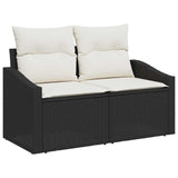 Set Divano da Giardino con cuscino 8 pcs Nero polyrattan