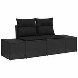 Set Divano da Giardino con cuscino 9 pcs Nero polyrattan
