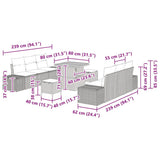 Set Divano da Giardino con cuscino 9 pcs Nero polyrattan