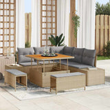 Set Divano da Giardino con cuscino 8 pcs Beige polyrattan