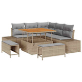 Set Divano da Giardino con cuscino 8 pcs Beige polyrattan