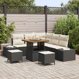 Set Divano da Giardino con cuscino 8 pcs Nero polyrattan