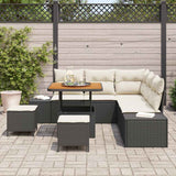 Set Divano da Giardino con cuscino 8 pcs Nero polyrattan