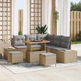 Set Divano da Giardino con cuscino 8 pcs Beige polyrattan