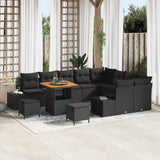 Set Divano da Giardino con cuscino 12 pcs Nero polyrattan