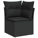 Set Divano da Giardino con cuscino 12 pcs Nero polyrattan