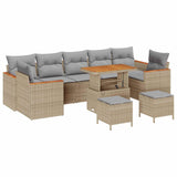 Set Divano da Giardino 10 pcs Beige polyrattan