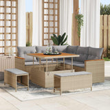 Set Divano da Giardino 8 pcs Beige polyrattan
