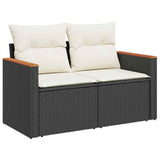 Set Divano da Giardino 8 pcs Nero polyrattan