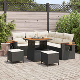 Set Divano da Giardino 8 pcs Nero polyrattan