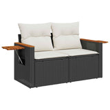 Set Divano da Giardino 8 pcs Nero polyrattan