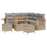 Set Divano da Giardino 8 pcs Beige polyrattan