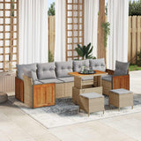 Set Divano da Giardino con cuscino 10 pcs Beige e Grigio Chiaro