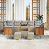Set Divano da Giardino con cuscino 10 pcs Beige e Grigio Chiaro