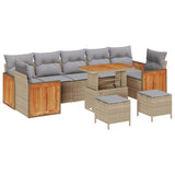 Set Divano da Giardino con cuscino 10 pcs Beige e Grigio Chiaro