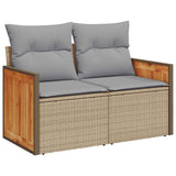 Set Divano da Giardino con cuscino 10 pcs Beige e Grigio Chiaro