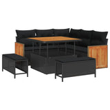 Set Divano da Giardino con cuscino 8 pcs Nero