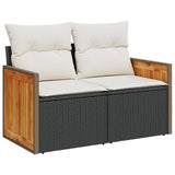 Set Divano da Giardino con cuscino 8 pcs Nero e Crema