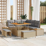 Set Divano da Giardino con cuscino 8 pcs Beige e Grigio Chiaro