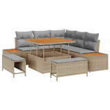 Set Divano da Giardino con cuscino 8 pcs Beige e Grigio Chiaro