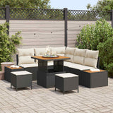 Set Divano da Giardino con cuscino 8 pcs Nero e Crema