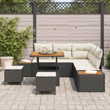 Set Divano da Giardino con cuscino 8 pcs Nero e Crema