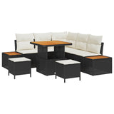 Set Divano da Giardino con cuscino 8 pcs Nero e Crema