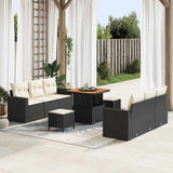 Set Divano da Giardino con cuscino 9 pcs Nero e crema