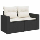 Set Divano da Giardino con cuscino 9 pcs Nero e crema