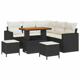 Set Divano da Giardino 9 pcs Nero e Crema polyrattan