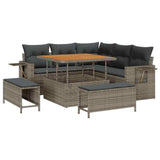 Set Divano da Giardino con cuscino 9 pcs Grigio polyrattan