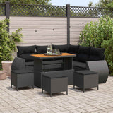 Set Divano da Giardino 9 pcs 8-Numero di posti Nero polyrattan