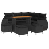 Set Divano da Giardino 9 pcs 8-Numero di posti Nero polyrattan
