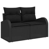 Set Divano da Giardino con cuscino con cuscino 11 pcs Nero