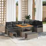 Set Divano da Giardino con cuscino 9 pcs Grigio