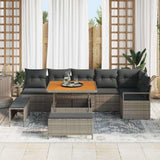 Set Divano da Giardino con cuscino 9 pcs Grigio