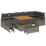 Set Divano da Giardino con cuscino 9 pcs Grigio