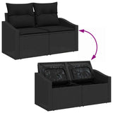 Set Divano da Giardino con cuscino 9 pcs Nero Poly Rattan