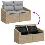 Set Divano da Giardino con cuscino 9 pcs Beige Poly Rattan